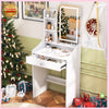 Small Dressing Table with LED Lighted Mirror Vanity Make up Desk Girls Dresser