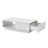 Modern Coffee Table with Storage Drawer Shelf Tea Table LED Light Livingroom