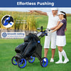 4-wheel Golf Trolley Push and Pull Golf Trolley with Scoreboard Bag-Blue
