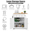 Kitchen Island Rolling Storage Cabinet Trolley Cart Adjustable Shelves 2 Drawers