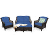 5 PCS Patio Furniture Set Outdoor Rattan Conversation Sofa Set Removable Cushion