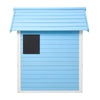 Large Wooden Playhouse with Doors, Windows, Apex Roof for Kids Children- Blue UK