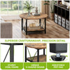 Round Coffee Table with Storage Shelf, Metal Legs, for Living Room & Office