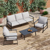 Metal Garden Furniture Set Corner Sofa Glass Table Patio 5 Seater Armchairs Sofa