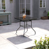Black Garden Table 80cm Square Patio Bistro Glass Top Dining Table &Parasol Hole