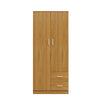 Modern 2 Door 2 Drawer Wardrobe with Shelf Hanging Rail Clothes Storage Cupboard