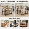 Modern Dining Table and Chairs Set Table+2 Chairs+Bench Dining Set Space Saving