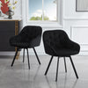 2x Black Rotatable Dining Chairs Velvet Seat Metal Leg Swivel Kitchen Modern