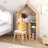 2-in-1 Kids Table and Chair Set House-Shaped Wooden Desk with Ample Storage