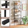 6-Tier Ladder Shelf Wall Mounted Bookshelf with Metal Frame