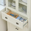 Kitchen Cupboard, 5-tier Storage Cabinet with Adjustable Shelves Drawer, Cream