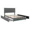 Double Bed Upholstered Storage Bed Frame With LED Light, 4 Drawers and Headboard