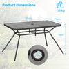 125 x 75 cm Patio Dining Table Outdoor Heavy-duty Metal Table w/ Umbrella Hole