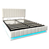 Ottoman Storage Gas Lift Up Bed Upholstered Bed Frame with LED Cream 5ft King