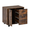 Brown Office Filing Cabinet Mobile Printer Stand File Storage 3 Drawer 4 Wheels