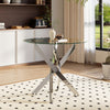4-6 Seater Glass Round Dining Table Chrome Cross Legs Home Kitchen Dining Room