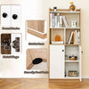 Wooden 4-Tier Bookcase Freestanding Display Unit with 2 Doors & Open Shelves