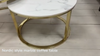 Glossy Round Nesting Coffee Table Set of 2 Solid Marble White Side End Tables