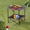 Round Folding Portable Table Camping Garden Party Picnic Trestle w/ Cups Holder