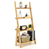 4-Tier Ladder Shelf Bamboo Bookshelf Bookcase Storage Organizer Plant Stand