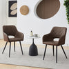 2 Pcs Dining Chairs Faux Leather Diamond Cushion Seat With Hole Brown Grey