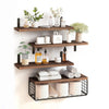 4Pcs Wooden Floating Shelves Wall Mounted Display Unit Shelf Storage Rack Decor