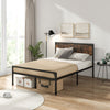 Double Bed Frame Industrial Metal Platform Bed with Headboard and Footboard