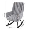 Modern Rocking Chair Upholstered Fabric Leisure Armchair High Wing Back Rocker