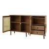 Rattan 2 Door Wooden TV Stand Cabinet Sideboard Cupboard Buffet 3 Drawer Storage