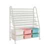Mobile Children Kids Book Rack Shelf Sling Storage Baskets Organizer Bookcase UK