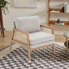 Mid-Century Modern Solid Wood Arm Chair Fabric Upholstered Armchair Rattan Chair