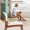 Set of 2 Accent Chairs with Side Table Upholstered Living Room Chairs Beige