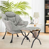 Modern Upholstered Leisure Sofa Armchair Reading Chair w/Footrest-Grey