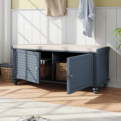 Large 2 Door Shoes Storage Wooden Storage Ottoman Stool Hallway Shoes Bench UK