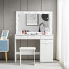 White Dressing Table Wood Makeup Desk with LED Mirror 5 Drawers Stool Tkchcgfnjb