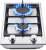 SNDOAS Gas Hob 2 Burners, NG/LPG Convertible, Built-in 30cm Stainless Steel