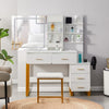 Dressing Table With Led Mirror Drawers Stool Set Makeup Desk Vanity Table Lights