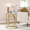 Modern Round End Table, Faux Marble Sofa Side Table Coffee Table Cocktail Table