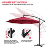 3M Garden Cantilever Parasol w/ LED Lights Outdoor Banana Hanging Tilt Crank