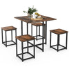 5-Piece Dining Table Set Metal Frame Kitchen Table and 4 Stools Space Saving