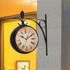 Creative Simple Double Sided Iron Bracket Wall Clock In&Outdoor Hanging Clock UK