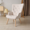 Modern Single Sofa Chair - Beige Solid Wood Leisure Chair High Back Armchair NEW