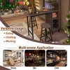 3PCS Bar Table & 2 Stool Industrial Kitchen Dining Set W/ Wine Rack Glass Holder