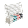 Mobile Children Kids Book Rack Shelf Sling Storage Baskets Organizer Bookcase UK