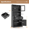 Multifunctional Modern Storage Cabinet 4 Doors Cupboard-Black