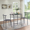 3 Pcs Compact Dining Room Set Kitchen Breakfast Bar Table with Storage Shelf