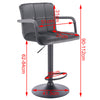 2x Kitchen Barstools Height Adjustable Pub Swvivel Chairs with Armrest Backrest