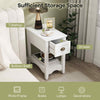 Set of 2 Rectangular Nightstand Retro Side Table with 1 Drawer White