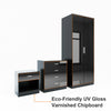 Black High Gloss 2 Doors Wardrobe Bedroom Furniture Storage With Hanging Rail