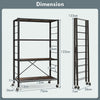 4-Tier Foldable Shelving Unit Heavy Duty Metal Adjustable Shelves w/Wheels
